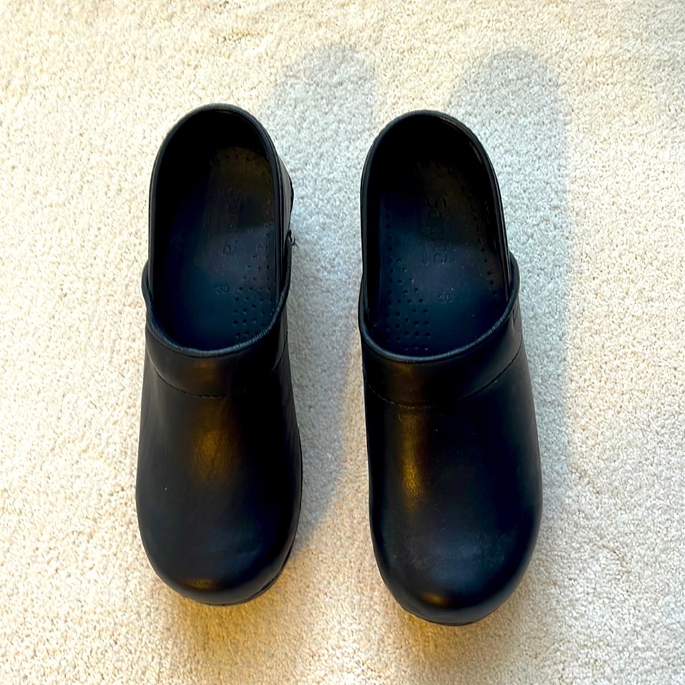 New black leather Sanita Mules size 38